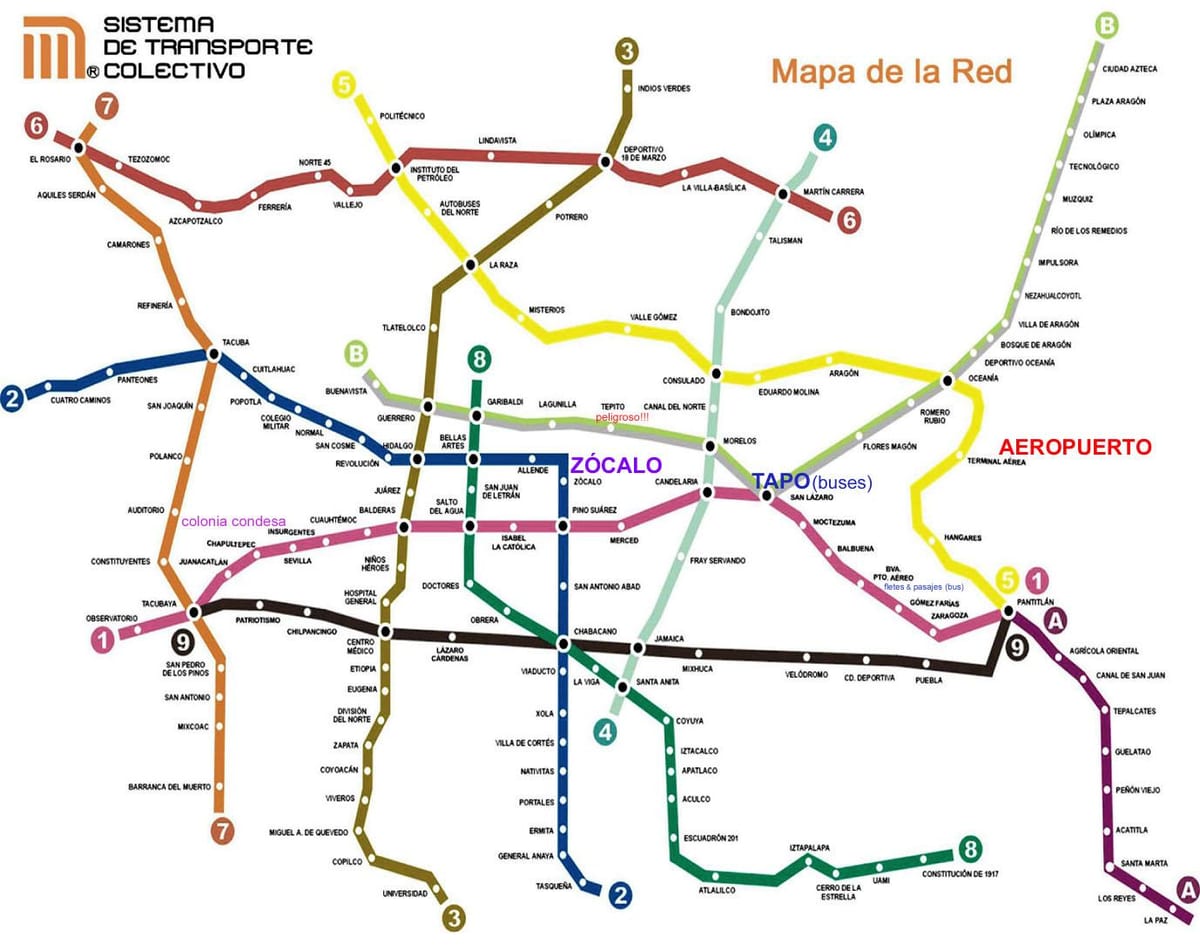 เม็กซิโกเมืองรถไฟบนแผนที่