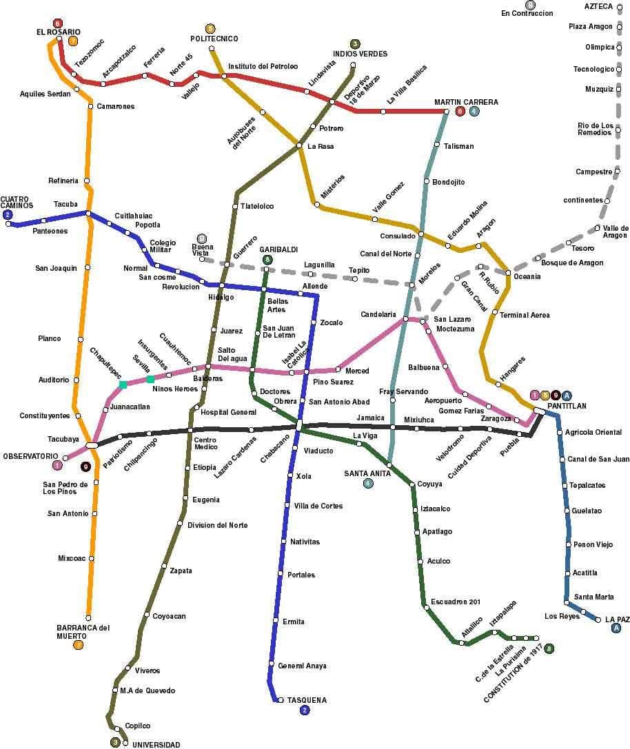แผนที่ของเม็กซิโกรถเมล์ประจำทาง