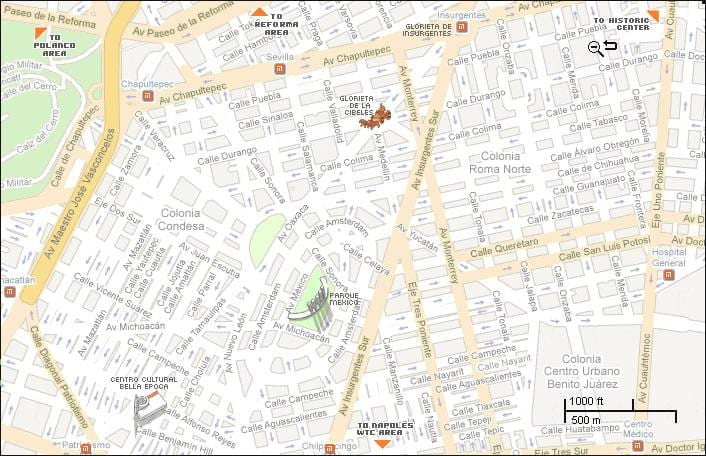 แผนที่ของ condesa เม็กซิโกซิตี้