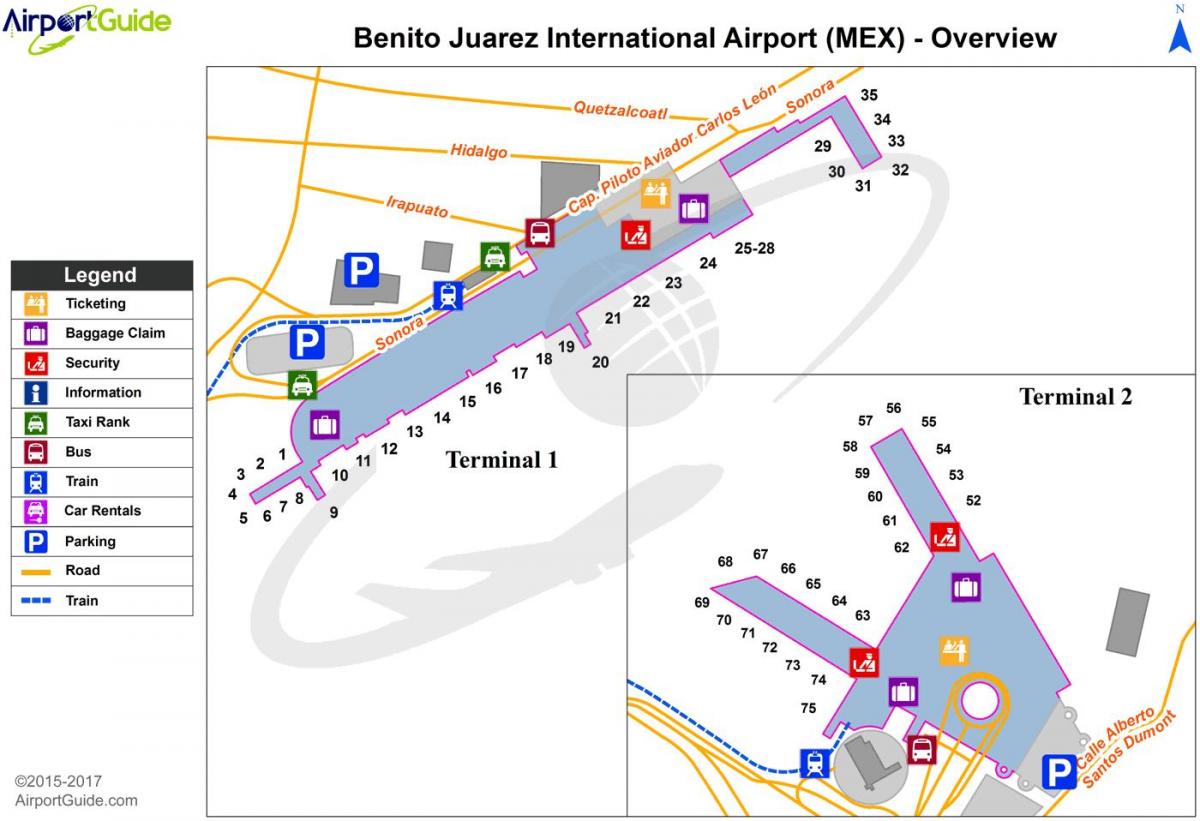 เม็กซิโกเมืองสนามบินแผนที่ประตู