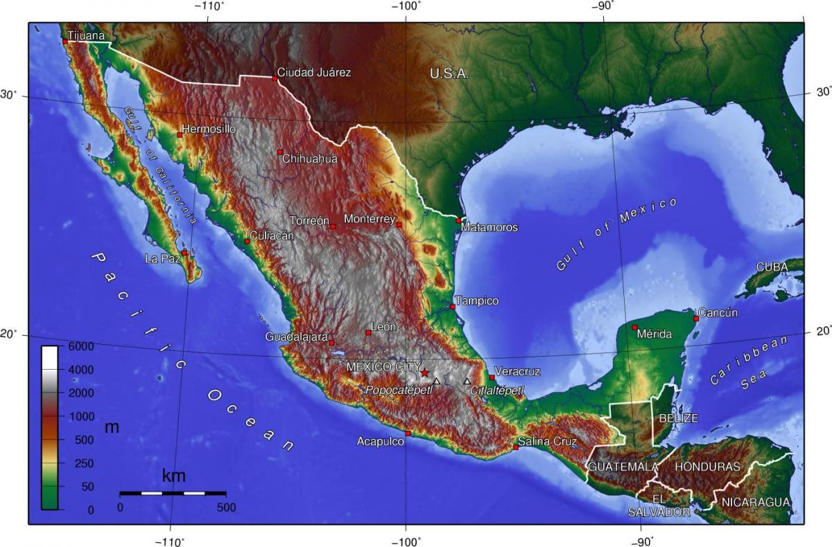 เม็กซิโกซิตี้ topographic แผนที่