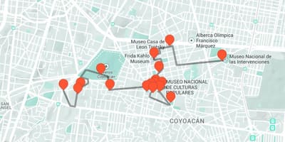 แผนที่ของเม็กซิโกซิตี้เดินทัวร์