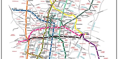 แผนที่ของเม็กซิโกหว่างเดินทางเมือง