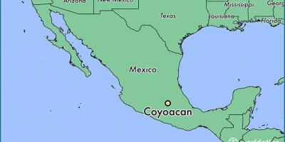 Coyoacan เม็กซิโกองเมืองบนแผนที่
