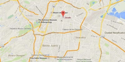 Zocalo เม็กซิโกองเมืองบนแผนที่